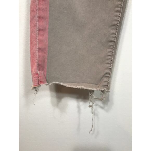 Mother Denim Womens 25 The Shaker Prep Fray Killing Time Tan Pink Racing Stripe - Picture 4 of 13